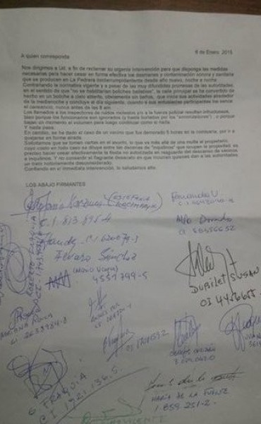 Vecinos de La Pedrera presentaron una denuncia colectiva ante la policía