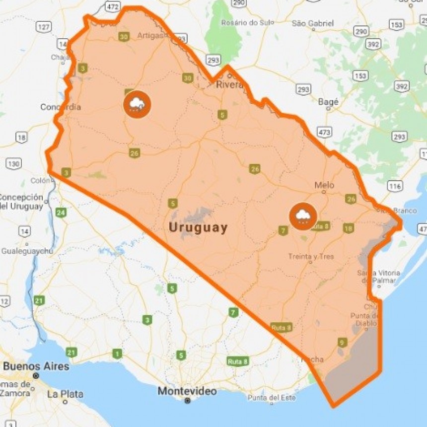 Rocha: rige alerta naranja por persistencia de tormentas y lluvias