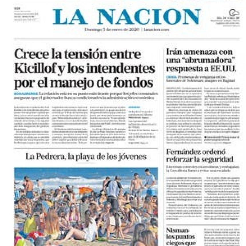 La Pedrera, en la tapa del Diario La Nación de Argentina