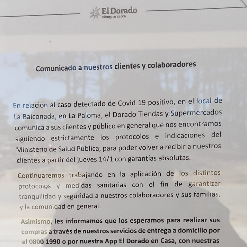 El Dorado de La Balconada cerrado por caso de COVID-19