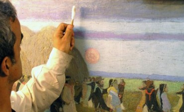 Abren muestra que exhibe el proceso de restauración de la obra de Pedro Figari “Días de Trilla”