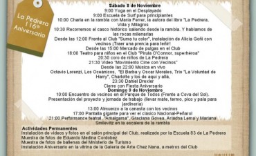 Ya están las actividades para el Aniversario de La Pedrera