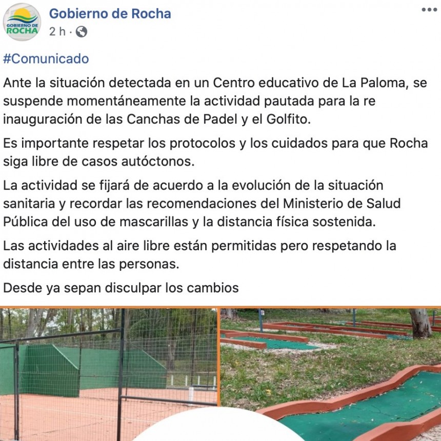 Suspenden reinauguaración en el Parque Andresito por caso de COVID en el Liceo